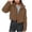 Brown, variant on Herrnalise Jackets For Women Fashion Zipper Coat Long Jacket Winter Long Sleeve Short Down Cotton Shackets For Women 2024 fall White,S