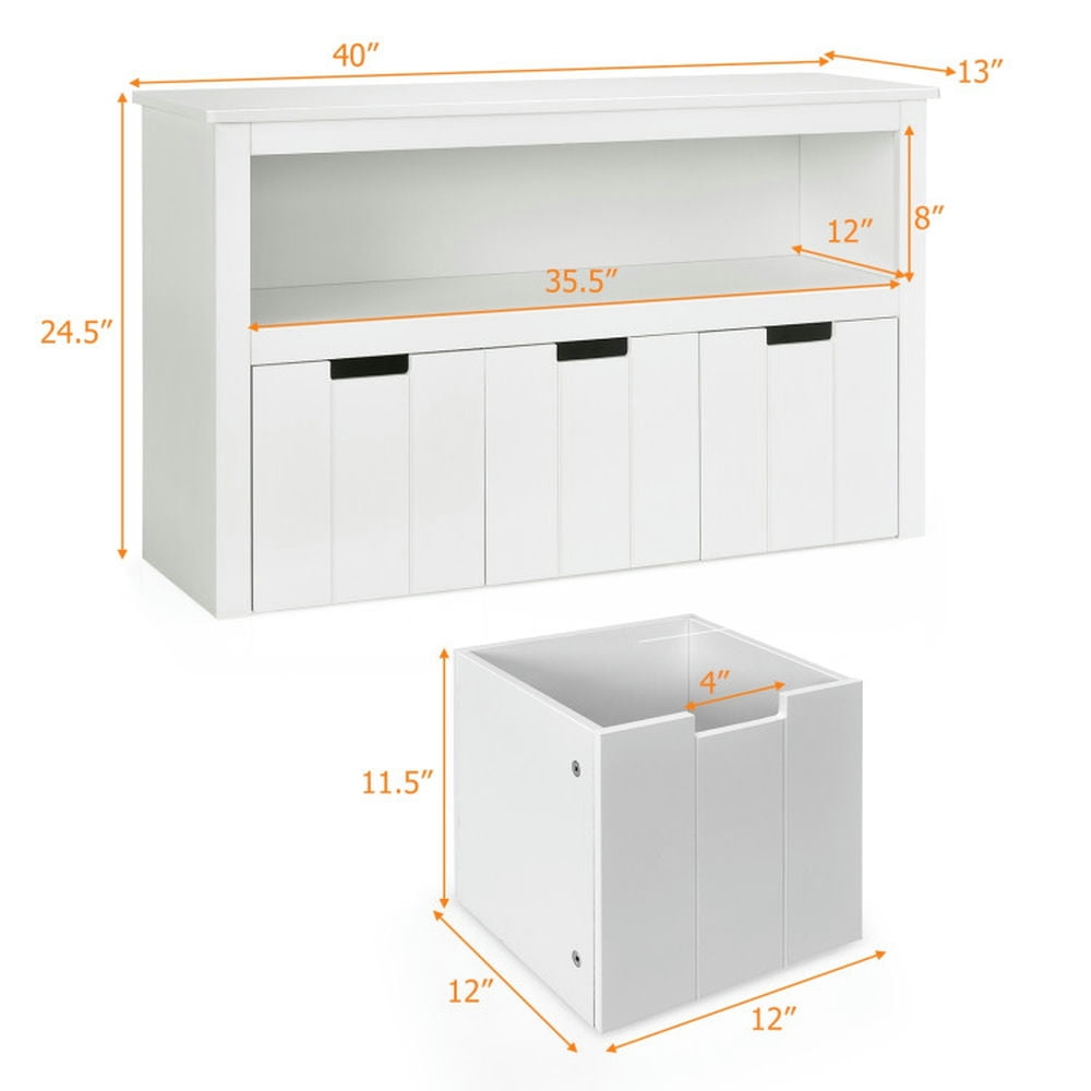 Barara King Kids Storage Unit Bookshelf,Toy Storage Organizer,Kid Toy Storage Cabinet 3 Drawer Chest with Wheels Large Storage Cube Shelf