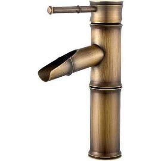 Grifo de bambú innovador, diseño de caño en cascada que mejora la estética de su baño, ajuste de agua fría y caliente para un control perfecto del agua