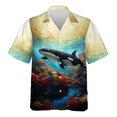 thumbnail image 3 of Camisa hawaiana con estampado 3D de ballena asesina para hombre, blusas con estampado de animales de ballenas azules, camisetas Aloha unisex, blusas cómodas de manga corta, 3 of 5