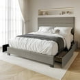 thumbnail image 2 of Home Design Kapaa Queen Upholstered Storage Platform Bed Frame with Horizontal Channel-Tufting and Side Drawers, Light Gray, Easy Assembly, 2 of 8