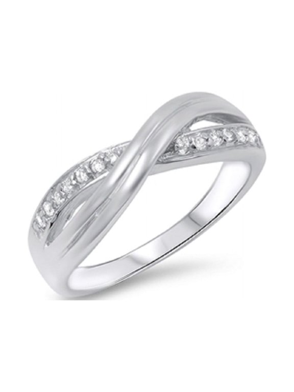 Infinity X Knot Cubic Zirconia Ring Sterling Silver 925