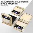 thumbnail image 4 of SaniMore for Samsung Galaxy Z Flip 4 (6.7" 2022) Case with Built-in Tempered Glass Protector (2pcs)( Hinge Protection Full Body Protection Plating Bumper Shockproof Anti-drop Clear Shell, Gold, 4 of 7