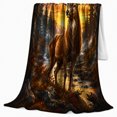 thumbnail image 2 of Majestic Stag in Autumn Forest with Mountain Stream, Dramatic Rustic Wildlife Style for Deer Lovers, Warm Flannel Blanket for Cabin and Lodge, Father's Day Gift, Home Decor, 2 of 9