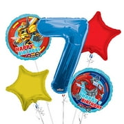 Angle View: Transformers Happy Birthday Balloon Bouquet 7th Birthday 5 pcs - Party Supplies