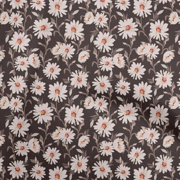 oneOone Polyester Spandex Brown Fabric Floral Retro Sewing Craft Projects Fabric Prints By Yard 56 Inch Wide