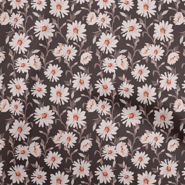 oneOone Tissu en Rayonne Marron Floral Rétro Tissu Imprimé au Mètre 56 Pouces de Large