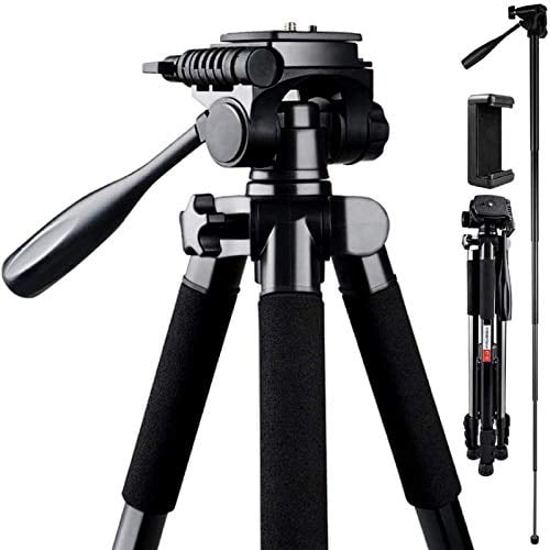 Camera Tripod FOSITAN 72-inch Compact Travel Tripod with Quick Release Plate and Phone Holder for Camera DSLR Canon Nikon Sony Smartphone Video Tripod with 360° Panorama for Video Shoting Still-Lifes