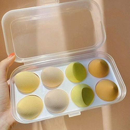 8PCS Fond de Teint Multicolore Blush Beauté Éponges Maquiller Éponge Blender Ensemble Multi-Forme Mélangeant des Éponges pour une Utilisation Sèche et Humide (Jaune)