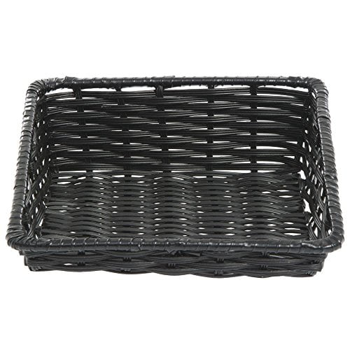 HUBERT® Wicker Storage Basket Black Plastic Tapered - 11 1/2"L x 12"D x 1 1/2" to 4"H