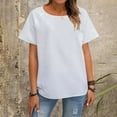 thumbnail image 2 of ZyeKqe Womens T Shirts Plain Short Sleeve Shirts Round Neck Tops Solid Color Basic Summer Tees, 2 of 7
