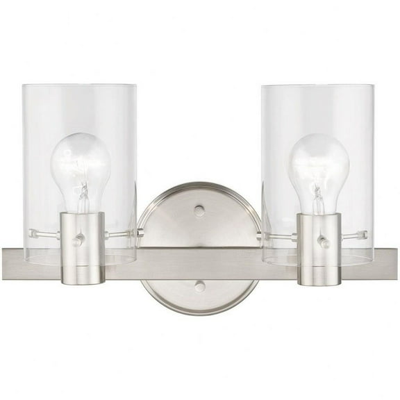 2 Light Bathroom Light in Contemporary Style-8.5 inches Tall and 14.5 inches Wide-Brushed Nickel Finish Bailey Street Home 218-Bel-4821588