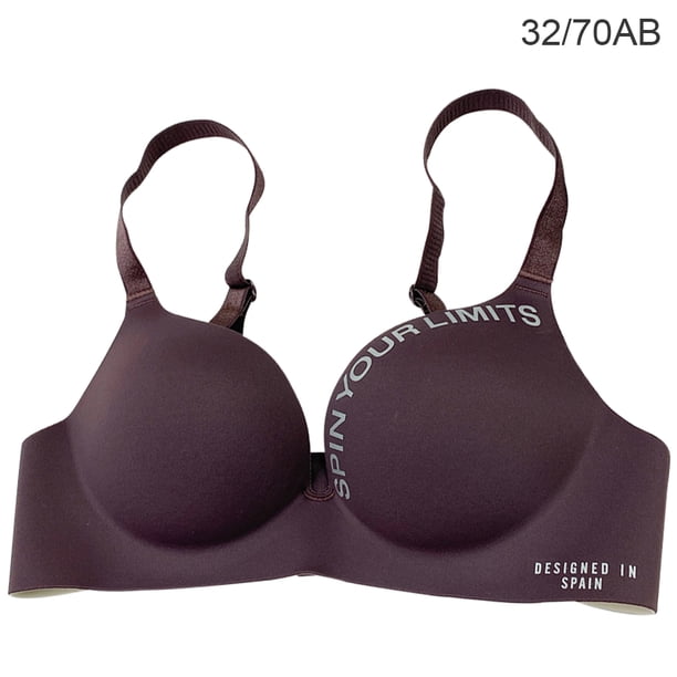 Sujetador sin costuras Mujer Ropa interior inalámbrica Letras Sujetador Hacer subir de copa fina para niñas, Morado, 32 / 70AB Advancent AP001148-29B