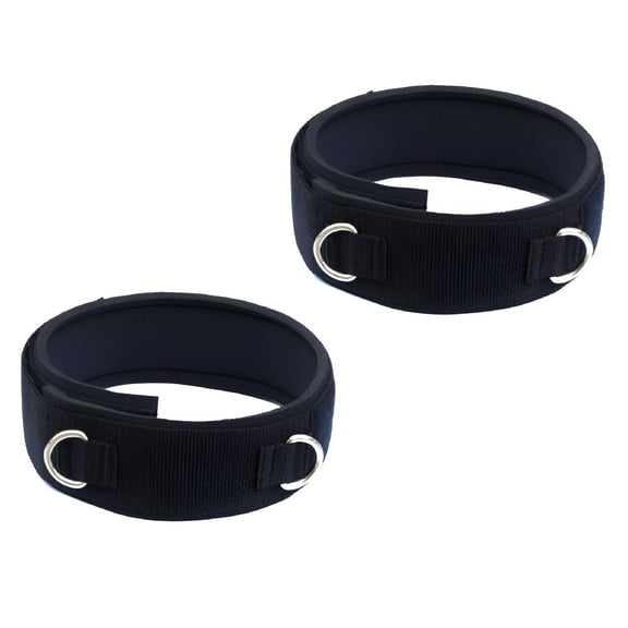 TELOLY 2 Pc Thigh Strap Neoprene Padded Fitness Legs Cuff Adjustable Strength Training Accessories Exercise for Taekwondo Football Running (Black)