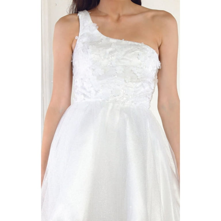 Juniors Womens One Shoulder A-line Cocktail Dress - Walmart.com