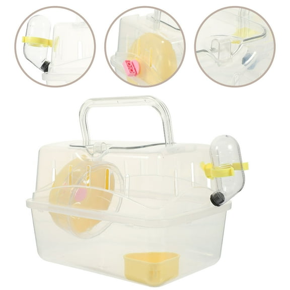 BESTOYARD Portable Hamster Travel Carrier Yellow Cage with Spacious Panoramic Design