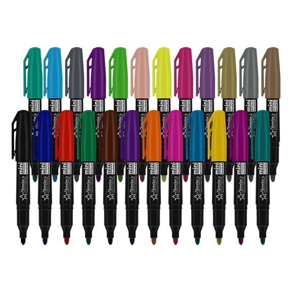 Thornton's Office Supplies Mini Permanent Markers, 1.0mm, 24-Count
