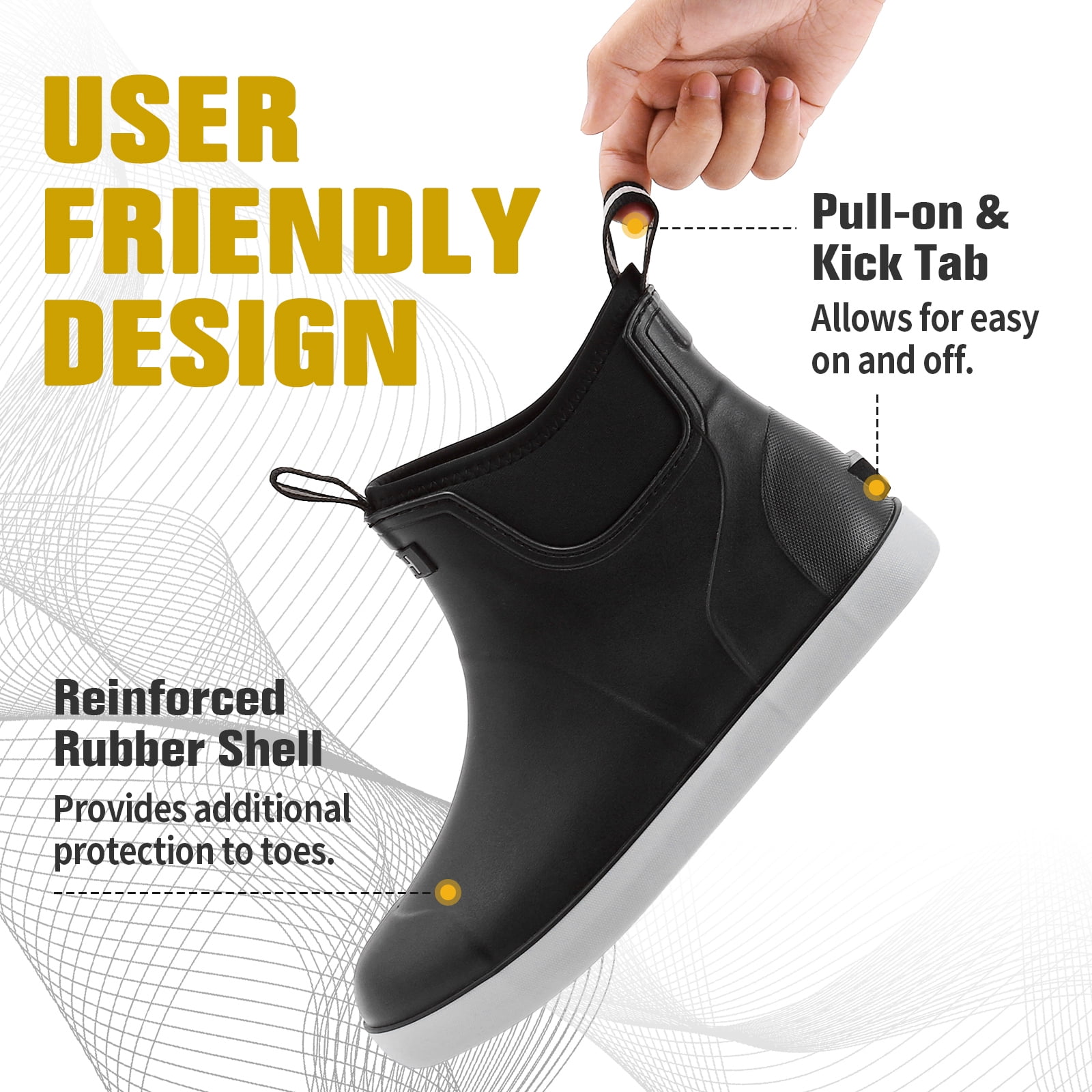 Lcamaw Deck Boots for Men，OutdoorRubber Fishing Garden Waterproof Ankle Rain Boots