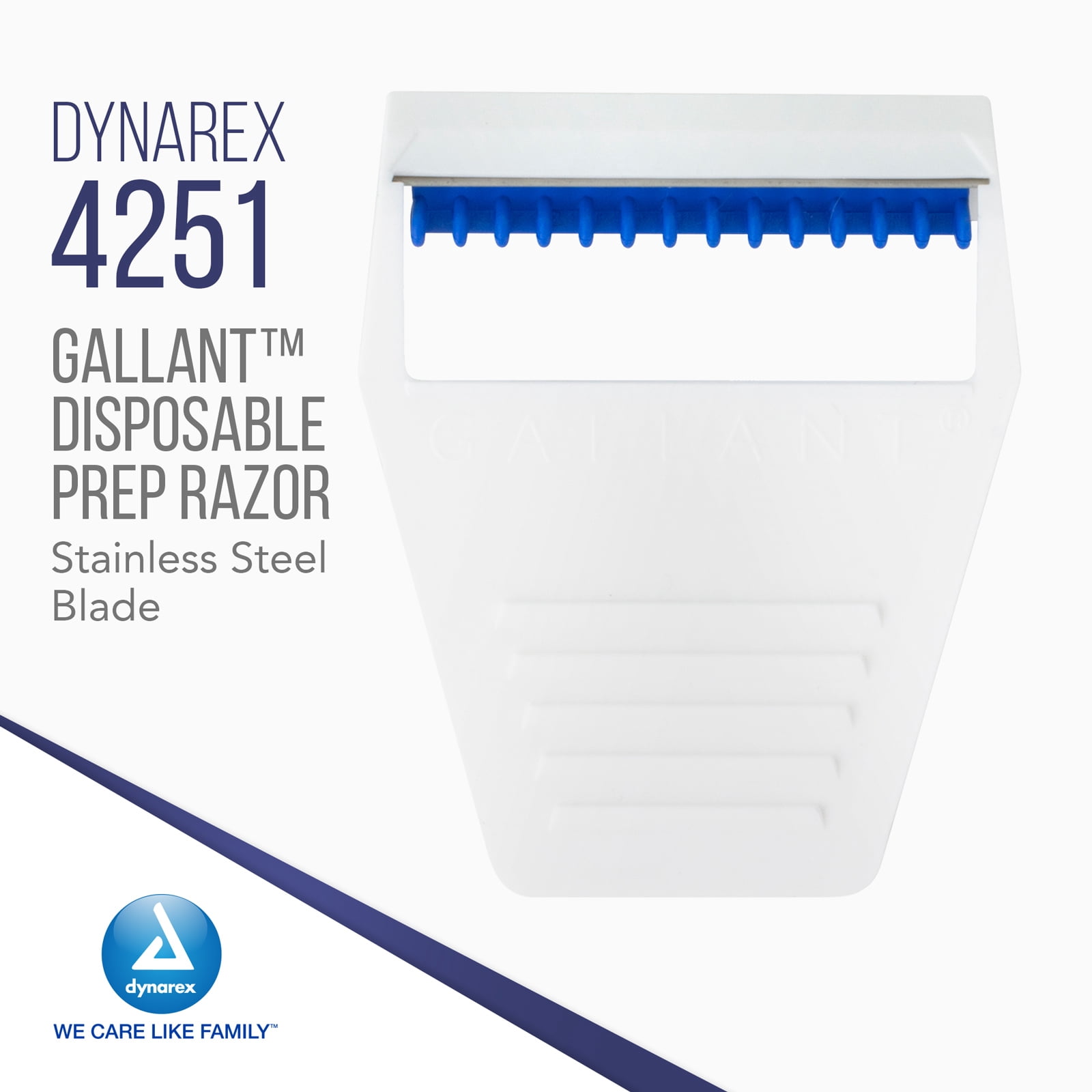 Dynarex Gallant Disposable Prep Razors, Ideal before ECG and other Procedures, Disposable Razors with Open Design, Ergonomic Surgical Prep Razors, 1 Case of 250 Gallant Prep Razors (5 Boxes of 50)