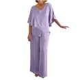 thumbnail image 1 of Yuyuzo Ensemble de Pyjama en Satin 2 Pcs pour Femmes, Manches Mi-Longues, Pantalon Grand, Pjs Doux, 1 of 6