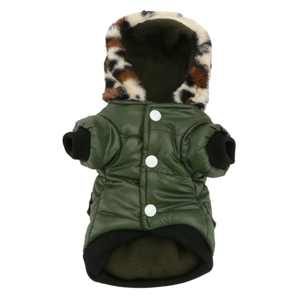 Pet Dog Coat Warm Puppy Hoodie Abrigo Ropa Ropa Talla S (Verde militar)