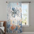 thumbnail image 4 of Octopus Coastal Sheer Curtains 108" Extra Long, Summer Beach Coral Starfish Blue Grey Light Filering Curtains, Privacy Drapes Simi Floor to Veiling Curtain for Living Room Large Window Treatment, 4 of 8
