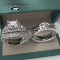 thumbnail image 7 of Adjustable size Wedding Ring Sets His And Hers Couples Women 925 Sterling Silver Moissanite Man Titanium Wedding Bands, 7 of 7
