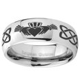 thumbnail image 2 of Tungsten Irish Claddagh 8mm Mirror Gray Polished Dome Men Ring, 2 of 2