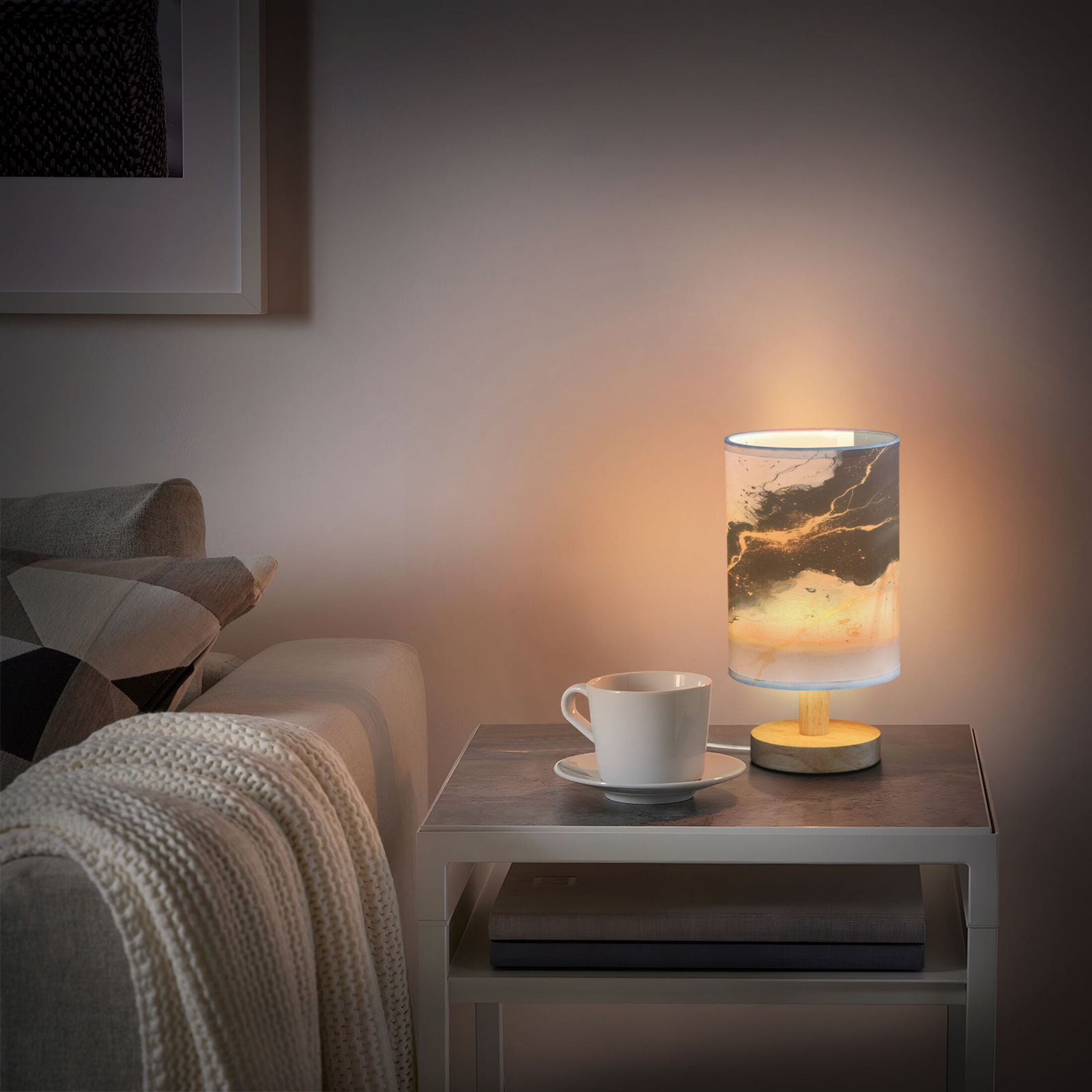 Desk Lamp Bedside Lamp 5.12x9.7In LED Lamp With USB Charging Interface For Bedroom Living Room Office Study Stylish Decoration Black Beautiful Marble