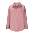 thumbnail image 5 of Lenpel Women's Button down Shirts Plus Size Long Sleeve Side Split Collared Casual Tops Office Work Blouses, 5 of 7
