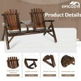 thumbnail image 3 of Outdoor 2-Person Wooden Adirondack Bench, Conversation Furniture Set with Patio Rustic Loveseat & Built-in Table, Carbonized Garden Bench Fire Pit Chair for Backyard Porch Pool Deck, 3 of 7