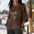 thumbnail image 4 of YUGYXL Casual Gauze Shirt for Women 3/4 Sleeve Loose Fit Linen Tops Comfy Soft Lightweight Tunic Tee Summer Vacation Blouse Brown L, 4 of 6