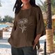 thumbnail image 2 of TaTaai Women Casual Loose Imitation Linen Blouses 3/4 Sleeve Round Neck Oversized Pocket Lightweight Breathable Summer Daily Tops Gift, 2 of 6