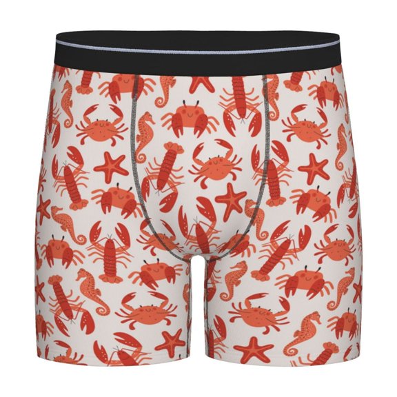Xecao Sea Creatures Print Boxer Briefs for Men's Stretch Moisture-Wicking Underwear, Mid-Rise Classics breathable fabric