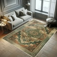 thumbnail image 5 of Ambesonne Oriental Boho Decorative Rug Carpet, Mandala Middle East, 4' X 5' 5", Hunter Green Peach, 5 of 5