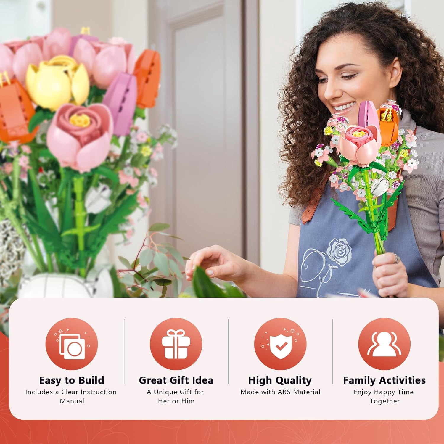 Syrinx Kids 8-12 years Compatible with Lego Rose Flower Bouquet