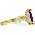 thumbnail image 5 of Marquise Halo Beaded Ring Amethyst Cubic Zirconia Yellow Tone 925 Sterling Silver, Size 5, 5 of 7