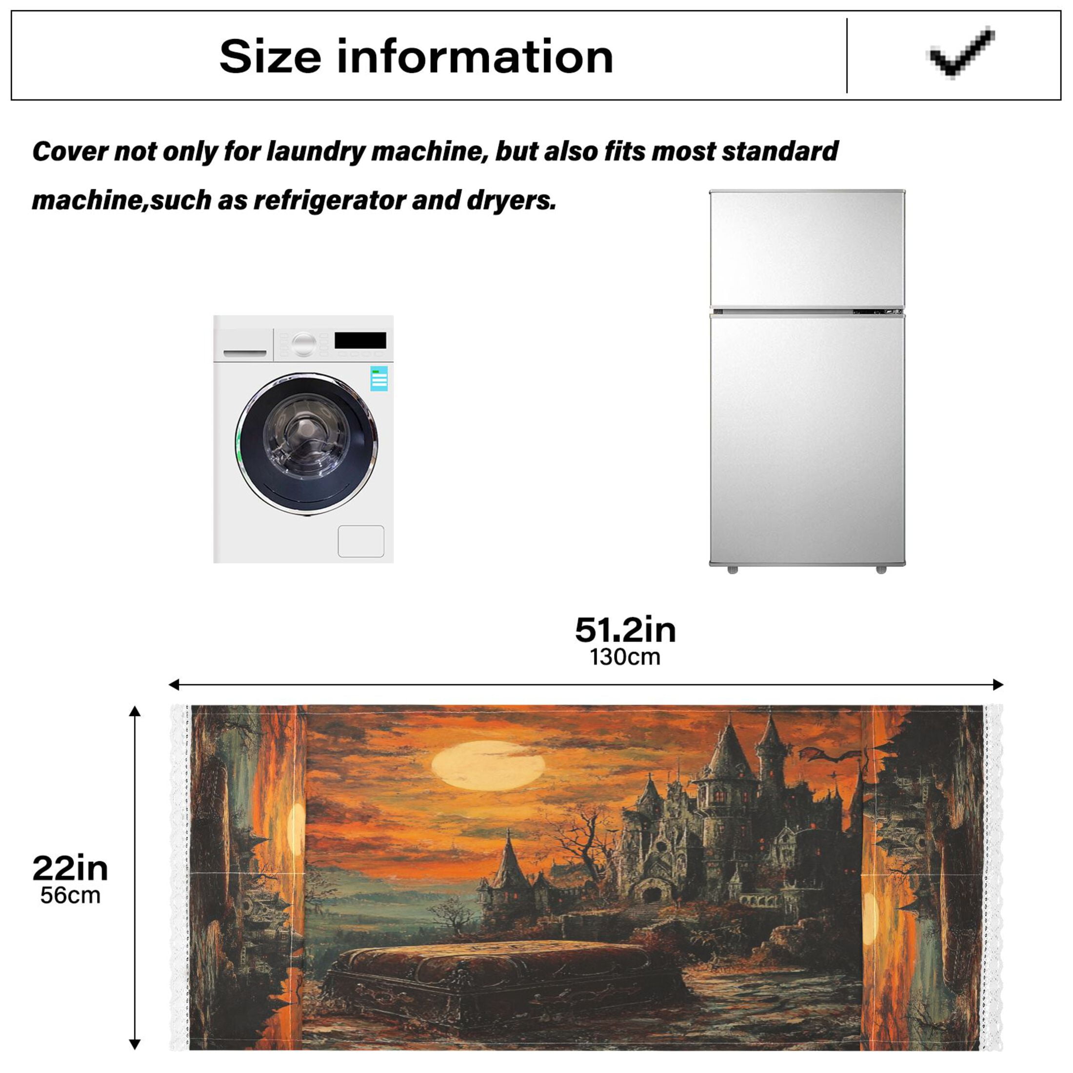 The Coffin Of The Vampire CountWasher and Dryer Covers Dust-Proof and Oil Resistant Fridge Cover with 4 Storage Pockets Washing Machine Top Cover for Laundry Kitchen Home 51.2 x 22 In