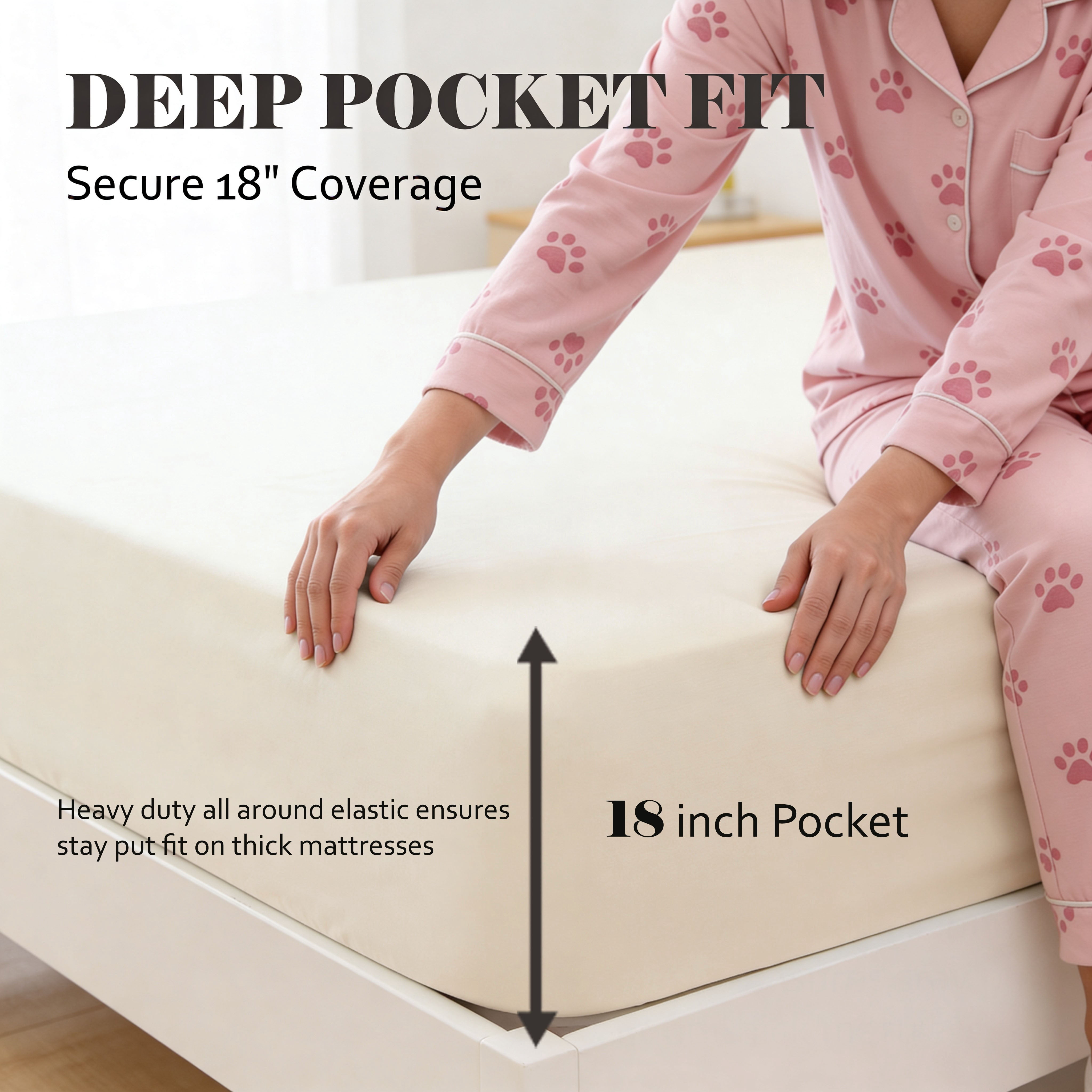 Superior Egyptian Cotton Embroidered 650 TC Deep Pocket Sheet Set, California King, Ivory