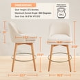 thumbnail image 7 of 27'' Swivel Counter Heigh Bar Stools, Set of 2, Fabric Bar Stools for Kitchen Island, Modern Bar Stools with Solid Wood Legs and Curved Back,Brown, 7 of 7