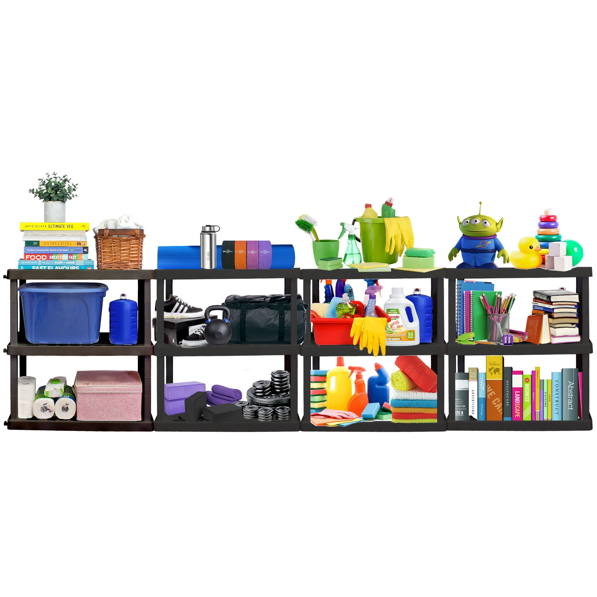 Hyper Tough Garage Shelving Unit Heavy Duty 3-Tier 2-Pack 38"H x 36"W x 18"D, Black 450 lb Total Capacity