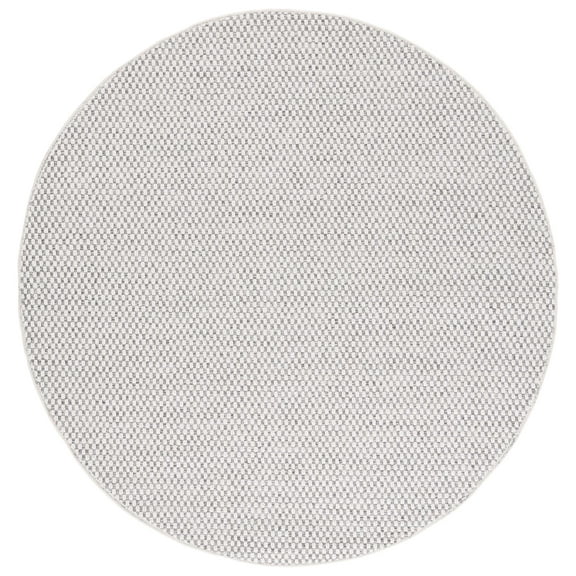 SAFAVIEH Sisal All-Weather Delroy Solid Indoor/Outdoor Area Rug, Grey/Ivory, 6'7" x 6'7" Round