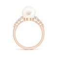 thumbnail image 2 of Angara Freshwater Cultured Pearl Ring with Graduated Diamonds in 14K Rose Gold for Women | June Birthstone Jewelry for Her, 2 of 8