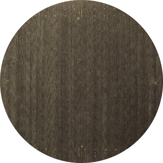 Ahgly Company Indoor Round Abstract Brown Contemporary Area Rugs, 7' Round