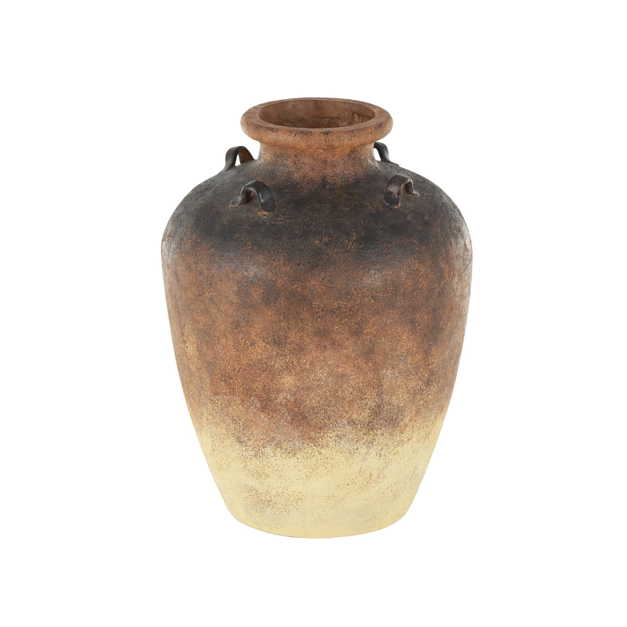 DecMode 24" Textured Ombre Antique Amphora Copper Magnesium Oxide Vase
