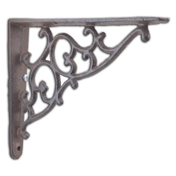 Floating Shelf Wall Bracket Ornate Scrolling Rust Brown 7.125" Deep Cast Iron Brace by Flag Emotes