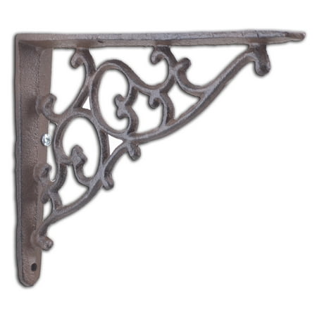 Decorative Iron - Decorative Cast Iron Wall Shelf Bracket - Ornate Vine - Rust Brown - 7.125