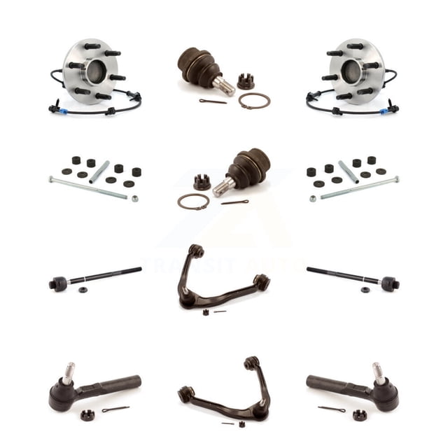Transit Auto Front Bearing Upper Control Arm with Ball Joint Lower Outer Inner Tie Rod & Sway Bar Stabilizer Link Kit (12Pc) for Car Chevrolet GMC Silverado 1500 Sierra Classic - K7T-110301