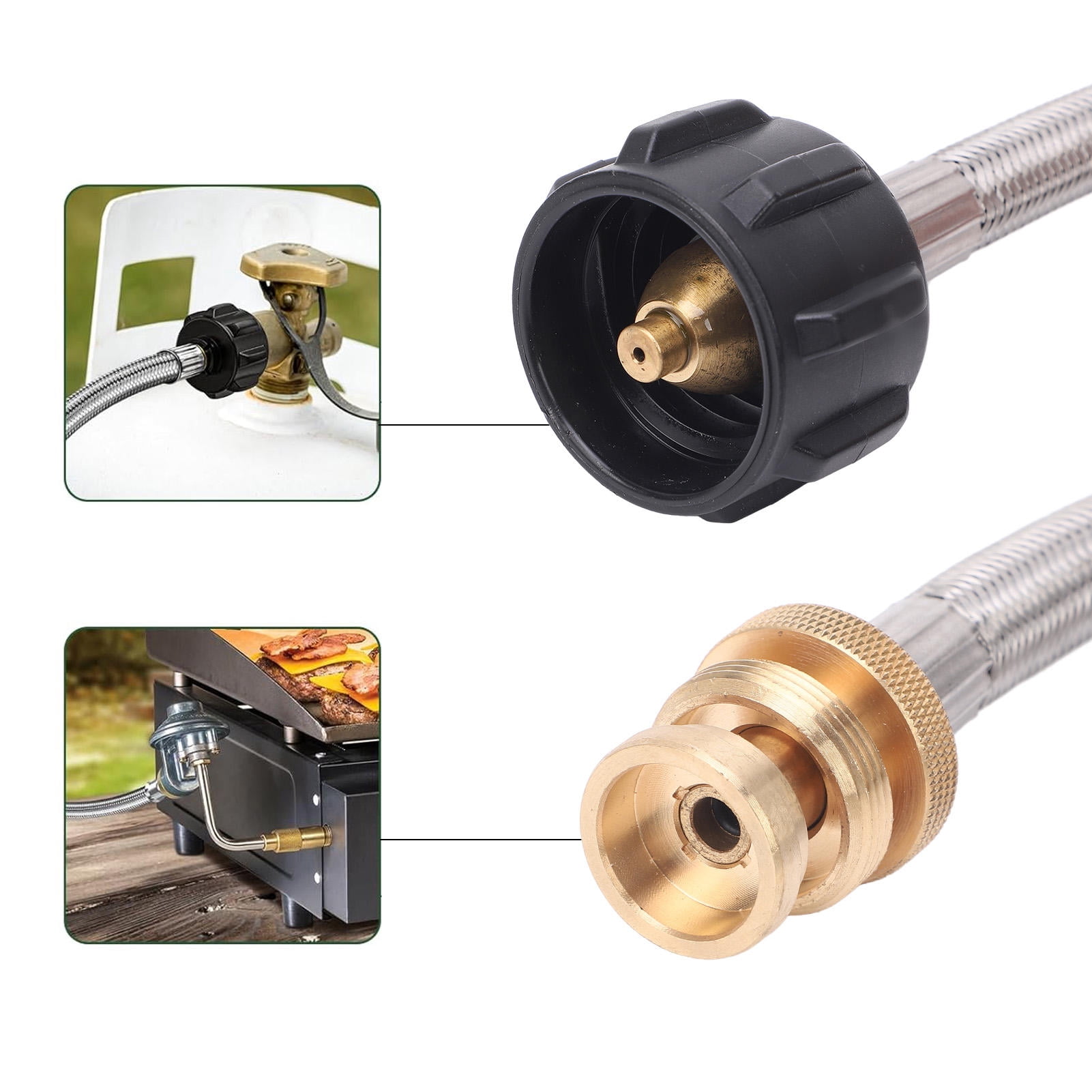 Suodoka 5‑ft Stainless Steel Gas Hose Adapter – 1‑to‑20lb Extension for Buddy Heaters, Weber Q, Blackstone & Coleman Grills
