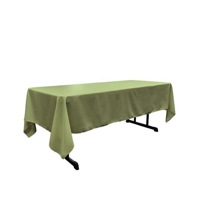 LA Linen TCpop60x102-SageDrkP39 60'' x 102'' Dark Sage Polyester Poplin Rectangular Tablecloth